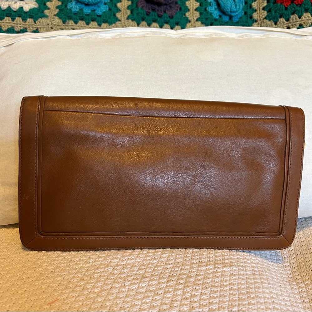 TORY BURCH Reva Brown Leather Shoulder/Hand/Clutch Bag with Gold Accents - Picture 7 of 14